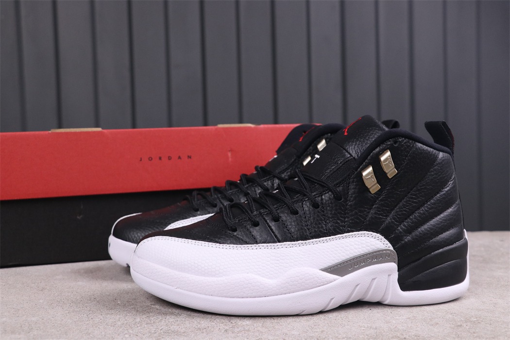 2022 Air Jordan 12 Playoffs Black White Shoes